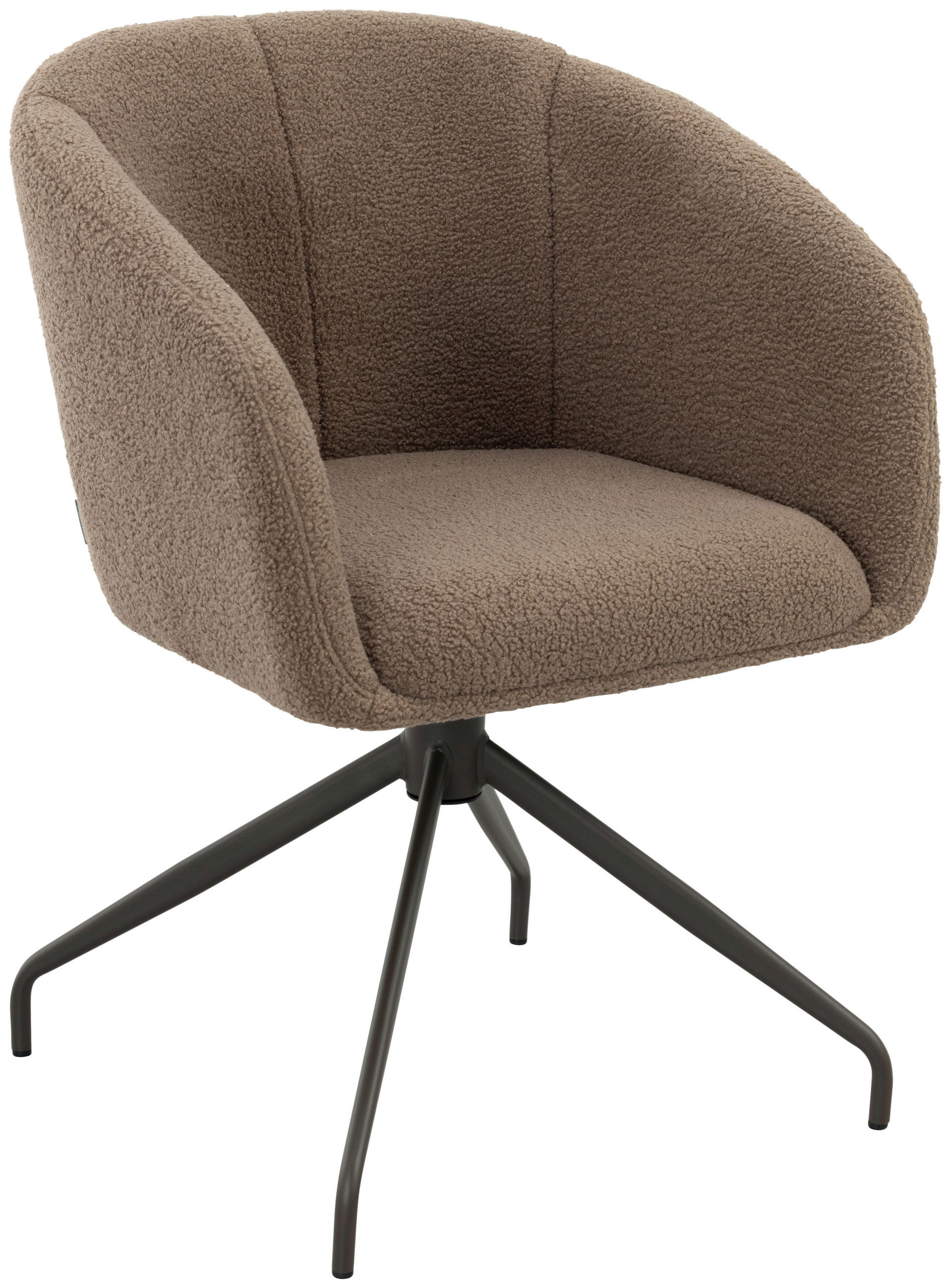 ARMLEHNSTUHL  Sitzfläche 360° drehbar, inklusive Armlehnen, automatische Rückholfunktion Teddystoff  Braun  - Dunkelbraun/Braun, Design, Textil/Metall (59/79/60cm) - Milino