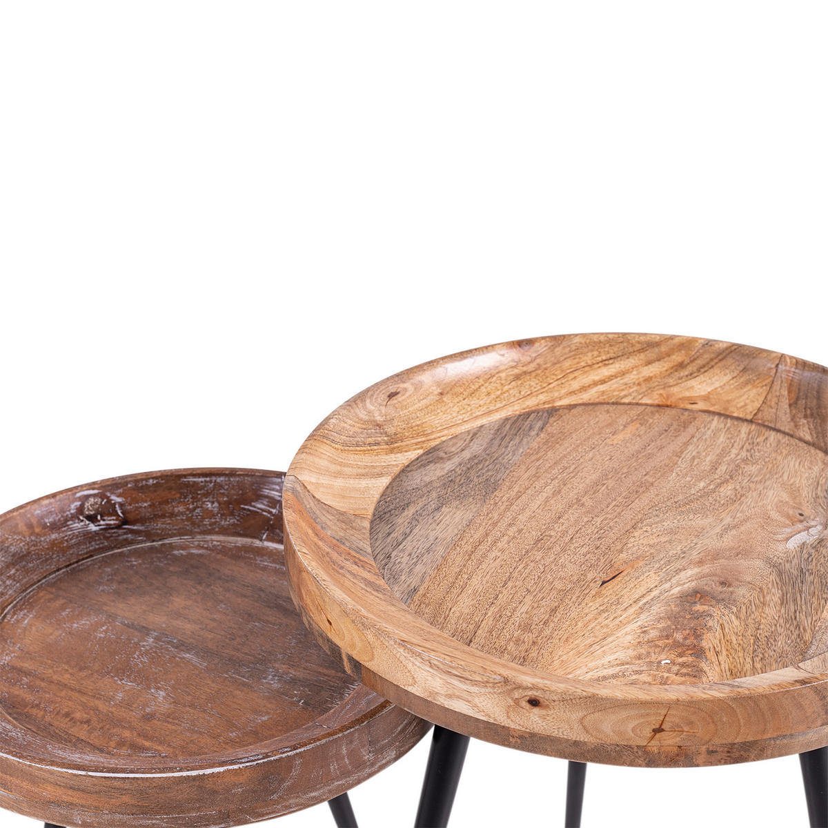 NACHTTISCH Naturfarben, Schwarz, massiv  - Schwarz/Naturfarben, MODERN, Holz/Metall (45/50/45cm) - MID.YOU