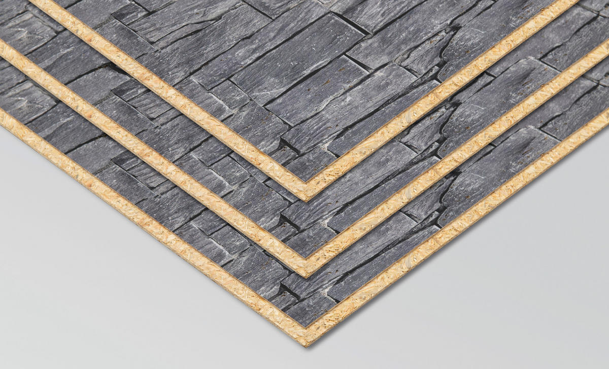 DECOWALL NARVA SCHIEFER 3 Stück  - Grau, KONVENTIONELL, Holzwerkstoff (125/66/1.2cm) - Egger Holzwerkstoffe