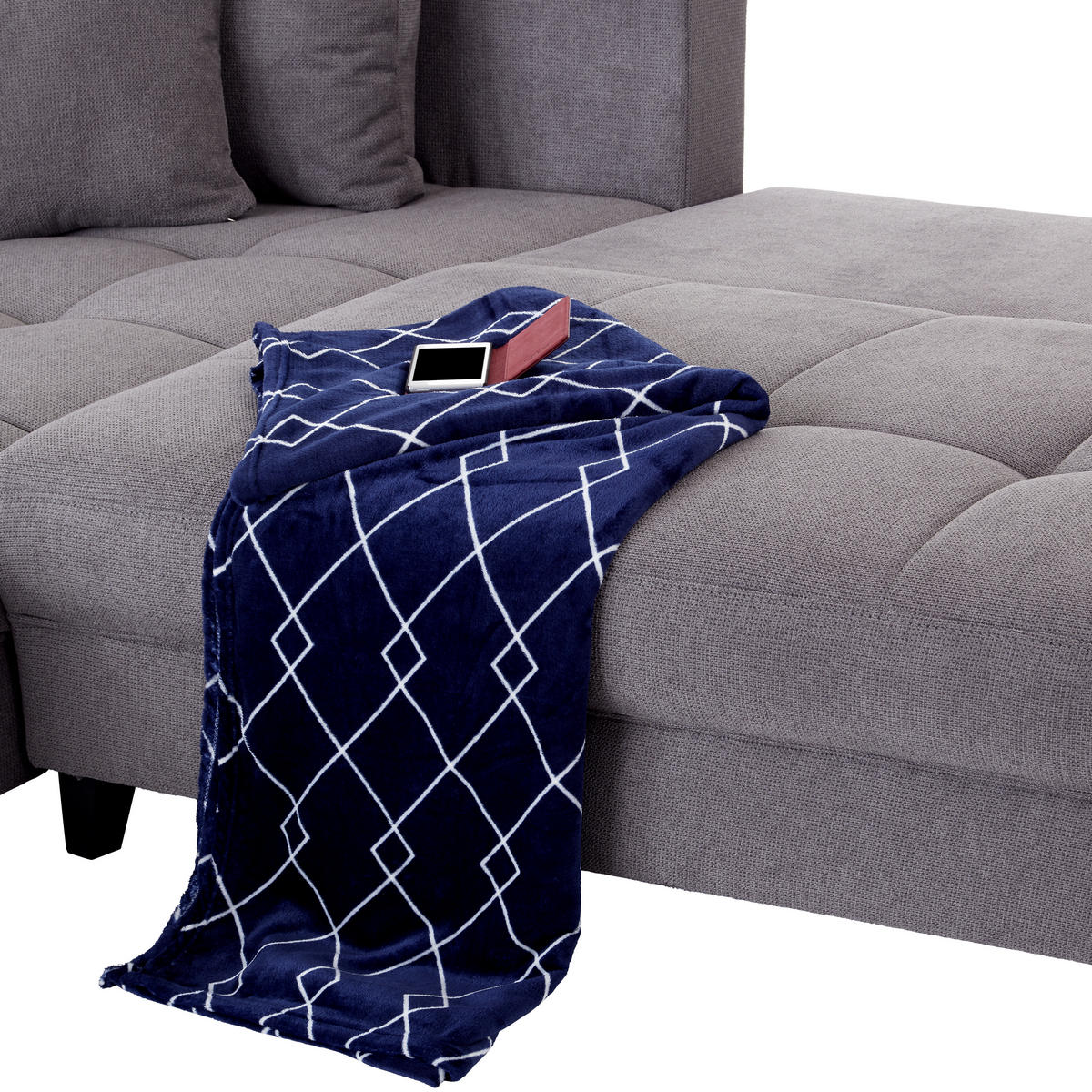ECKSOFA Grau Webstoff  - Schwarz/Grau, Design, Holz/Textil (197/309cm) - Livetastic