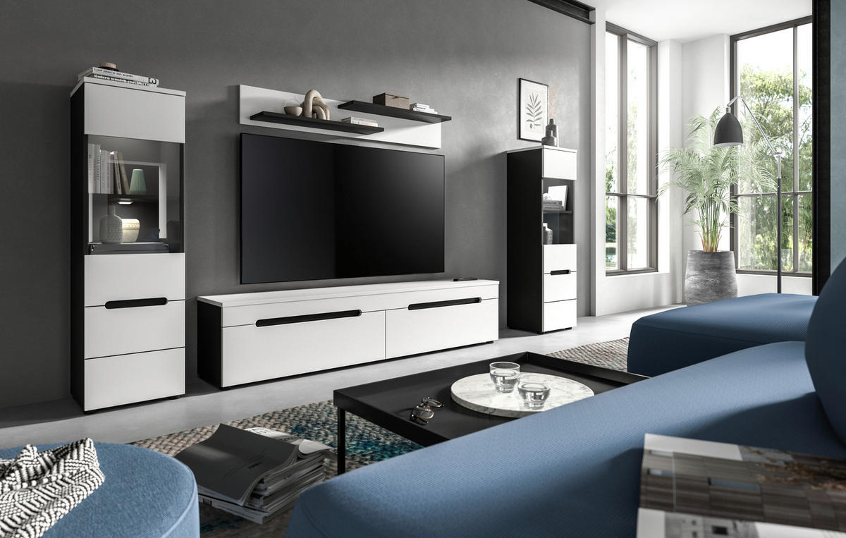 SZEKRÉNYSOR fehér  - fekete/fehér, Design, műanyag/faalapú anyag (272/141/33cm) - Livetastic