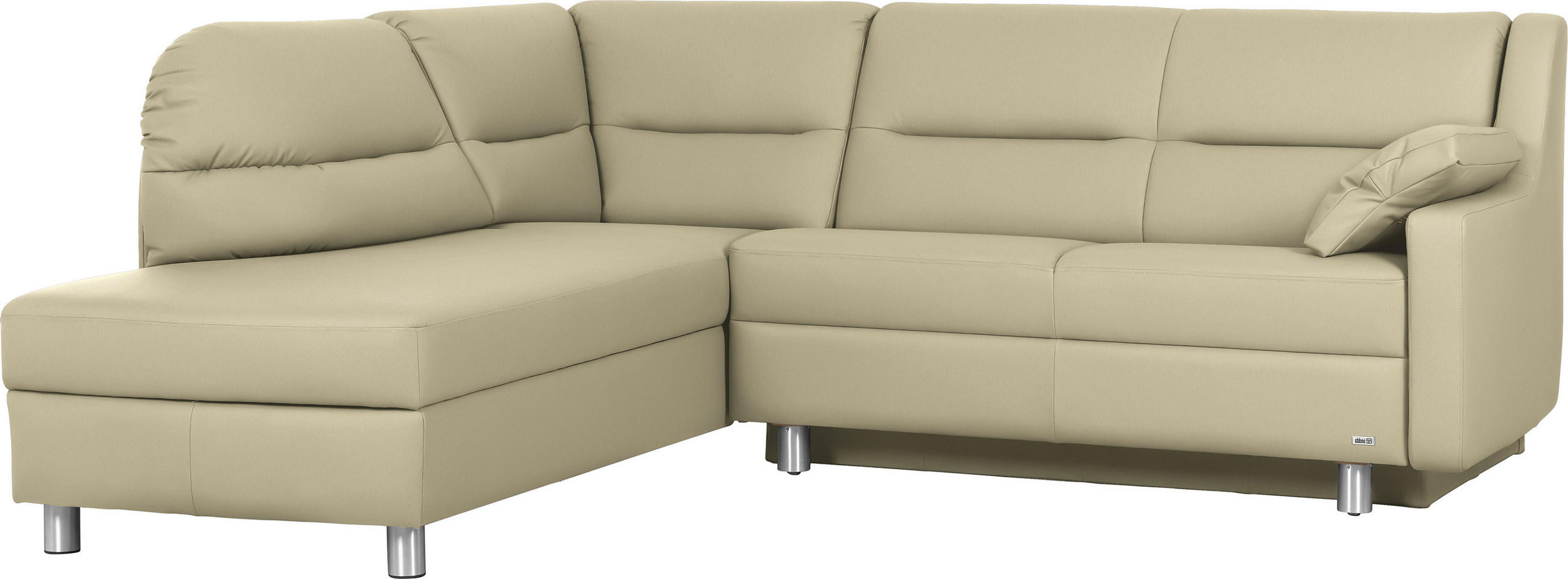 ECKSOFA in Echtleder Creme  208/226 cm  - Creme/Alufarben, KONVENTIONELL, Leder/Metall (208/226cm) - Sedda