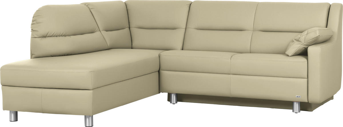 ECKSOFA in Echtleder Creme  208/226 cm  - Creme/Alufarben, KONVENTIONELL, Leder/Metall (208/226cm) - Sedda