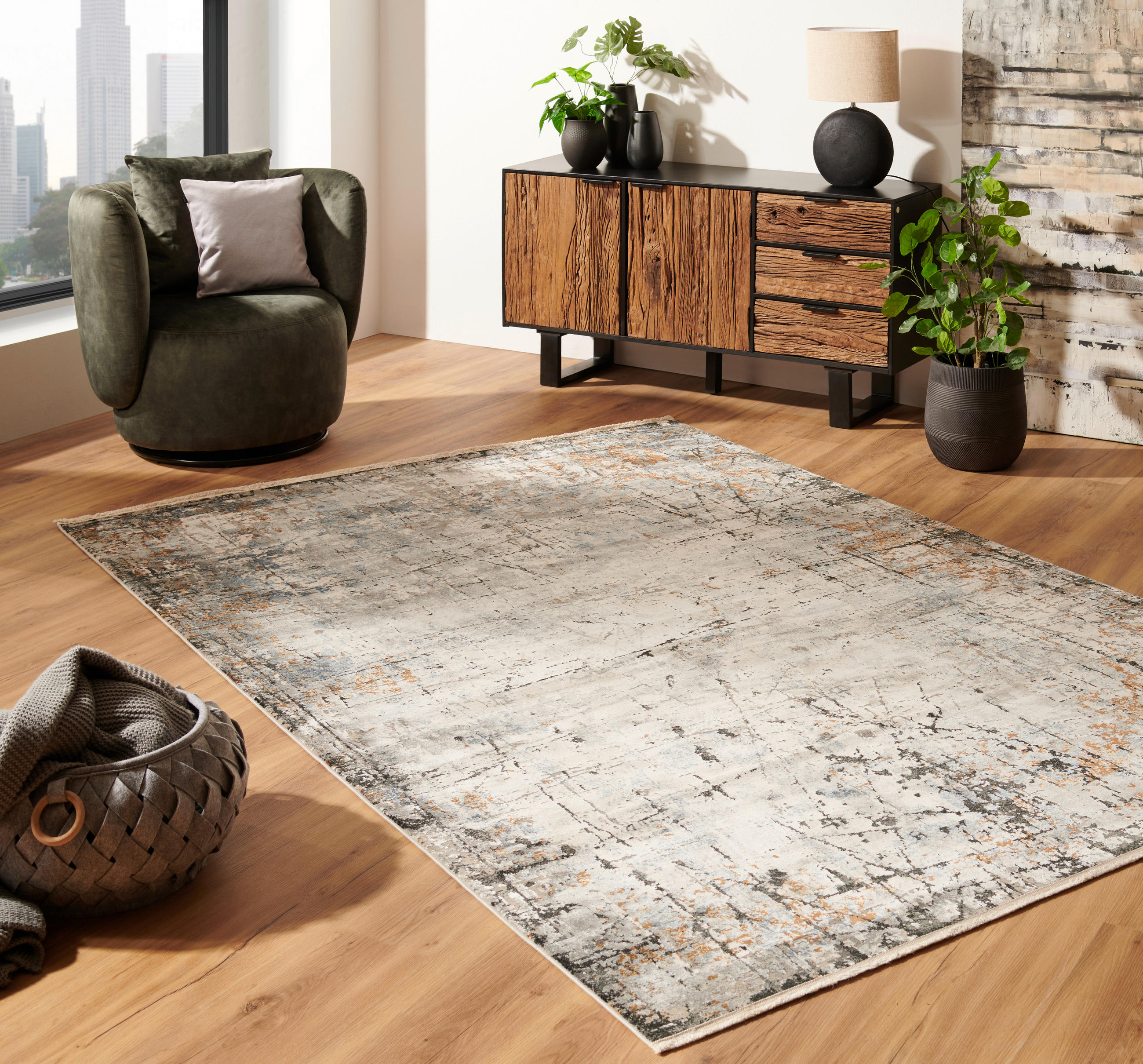 TKANÝ KOBEREC, 200/290 cm, šedá, vícebarevná - šedá/vícebarevná, Design, textil/přírodní materiály (200/290cm) - Dieter Knoll