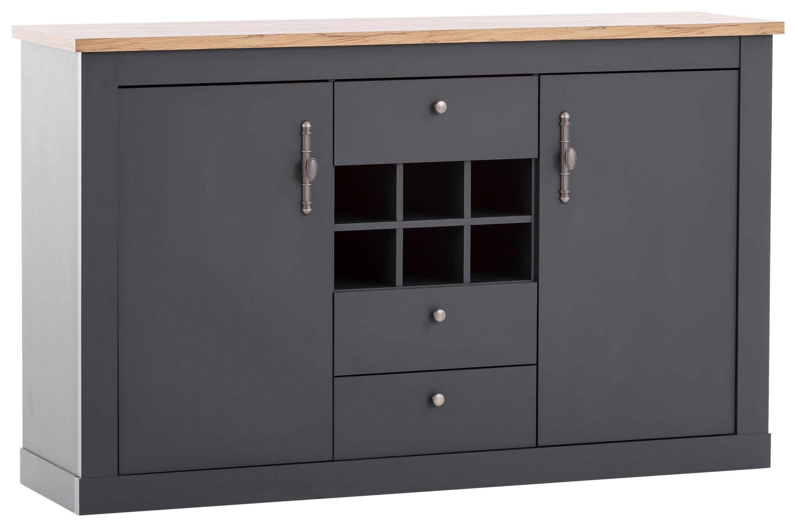 Mid.you Sideboard Anthrazit, Eiche Wotan 169x104x45 cm