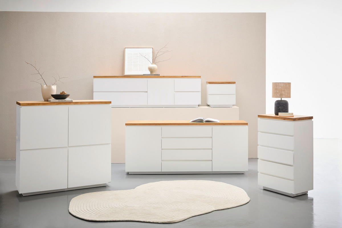 LOWBOARD 195/58/42 cm  - Weiss/Eichefarben, Konventionell, Holz/Holzwerkstoff (195/58/42cm) - Novel