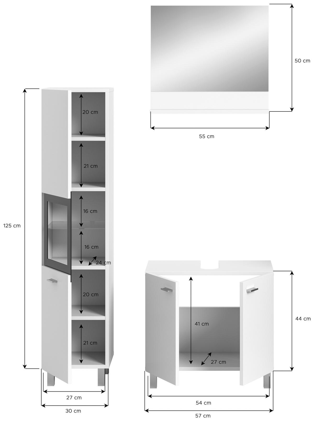 KÚPEĽŇA biela  - biela/strieborná, Modern, kompozitné drevo/plast (87cm) - MID.YOU
