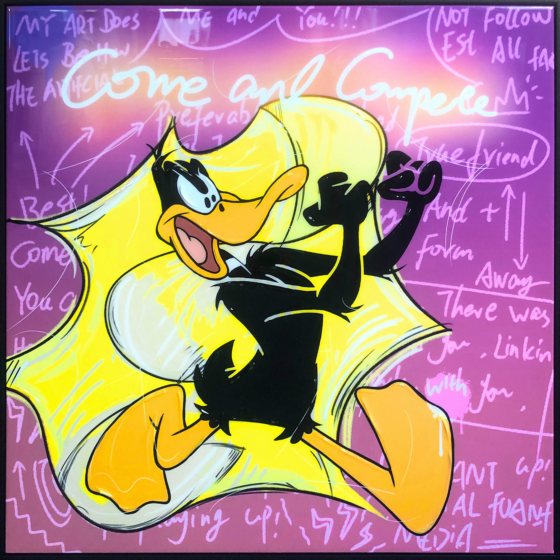 ÖLGEMÄLDE Sonstiges 80/80 cm  - Gelb/Schwarz, Trend, Holz/Kunststoff (80/80cm) - Monee