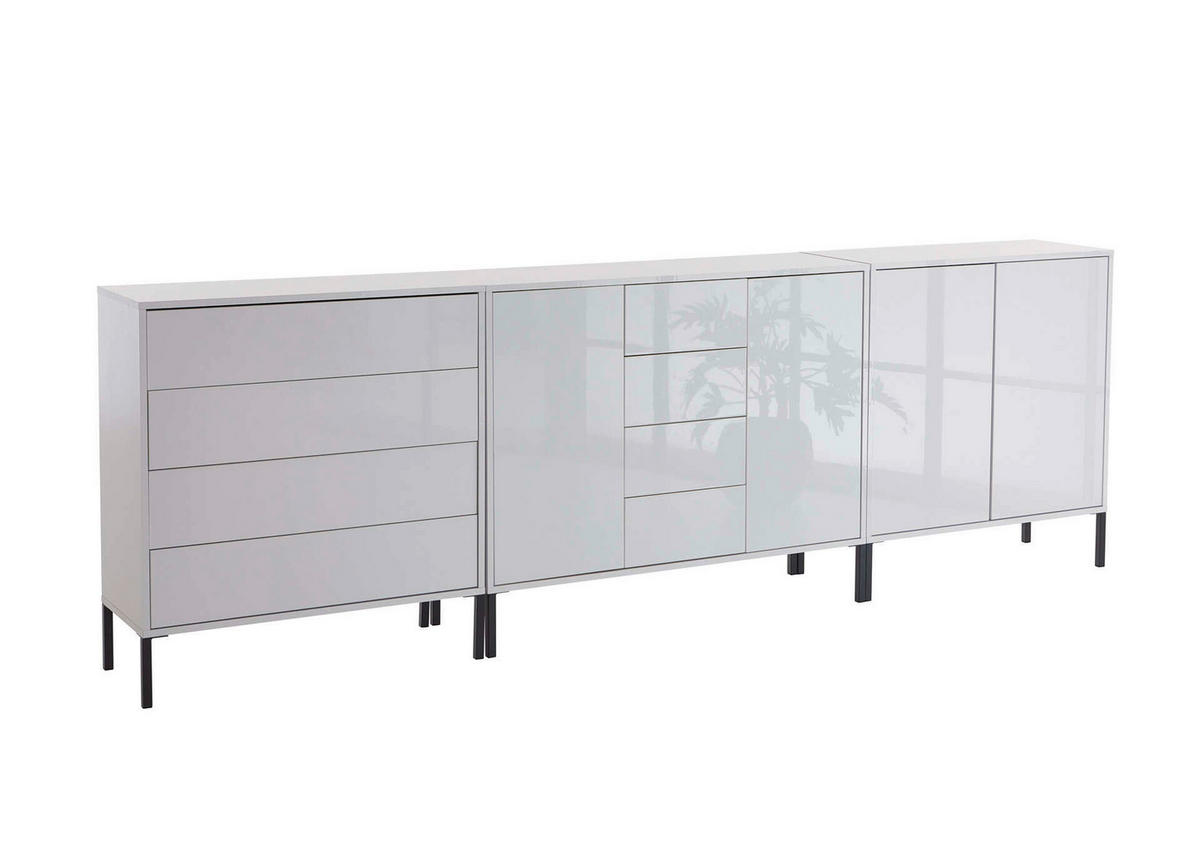 SIDEBOARD Mailand Set 11 + MF  in 264/86/33 cm  - Weiß Hochglanz/Anthrazit, MODERN, Holzwerkstoff/Metall (264/86/33cm) - MID.YOU