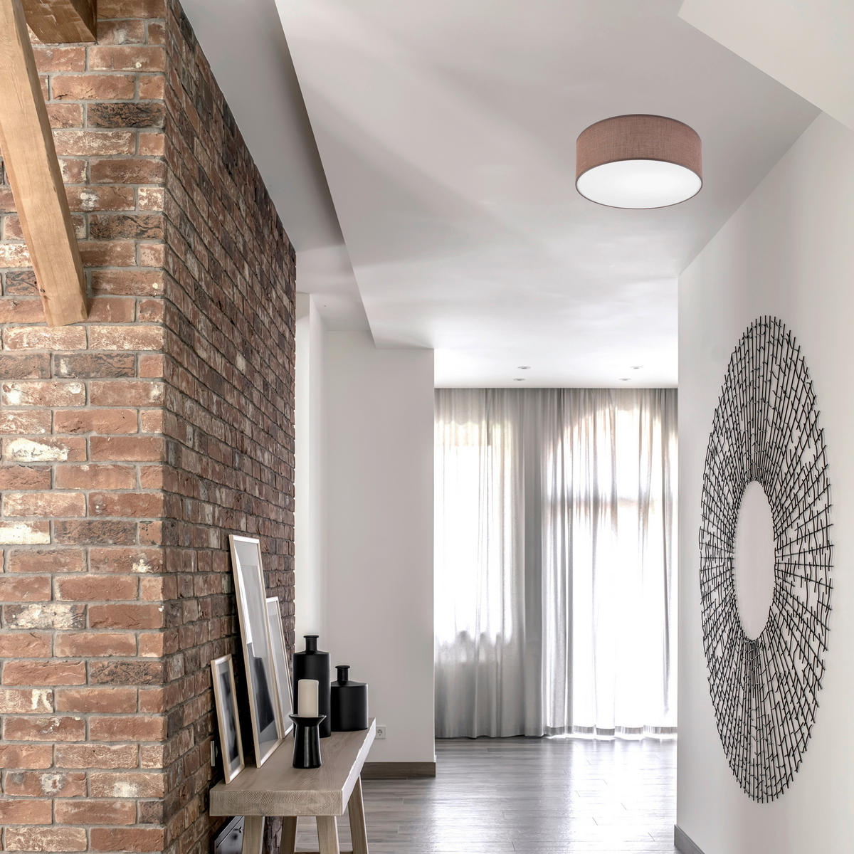 DECKENLEUCHTE  13/35 cm    - Cappuccino, Design, Textil (13/35cm)