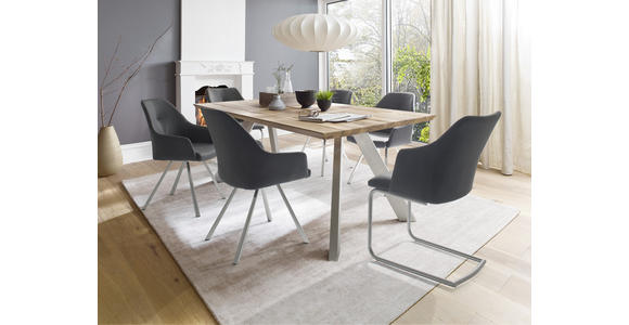 SCHWINGSTUHL in Edelstahl Lederlook - Taupe/Edelstahlfarben, Design, Textil/Metall (54/88/62cm) - Novel