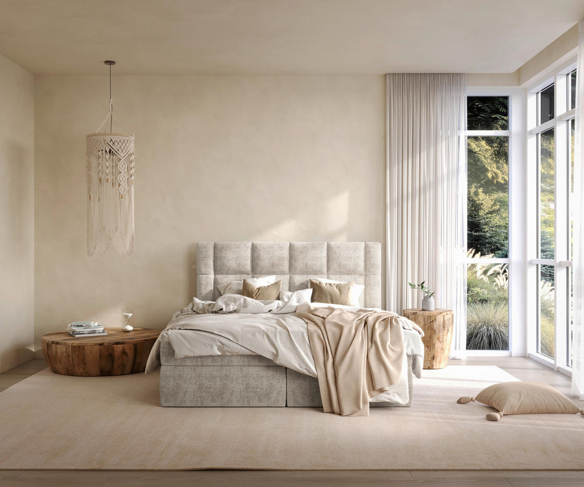 BOXBETT 180/200 cm  in Beige  - Beige/Schwarz, MODERN, Holz/Holzwerkstoff (180/200cm) - Boxxx