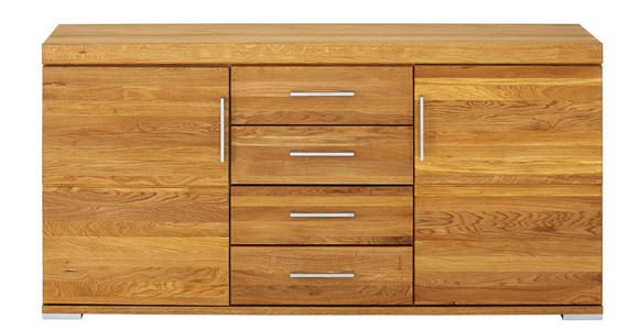 SIDEBOARD Wildeiche teilmassiv geölt Eichefarben, Nickelfarben - Eichefarben/Nickelfarben, KONVENTIONELL, Holz/Metall (176/86/40cm) - Voleo