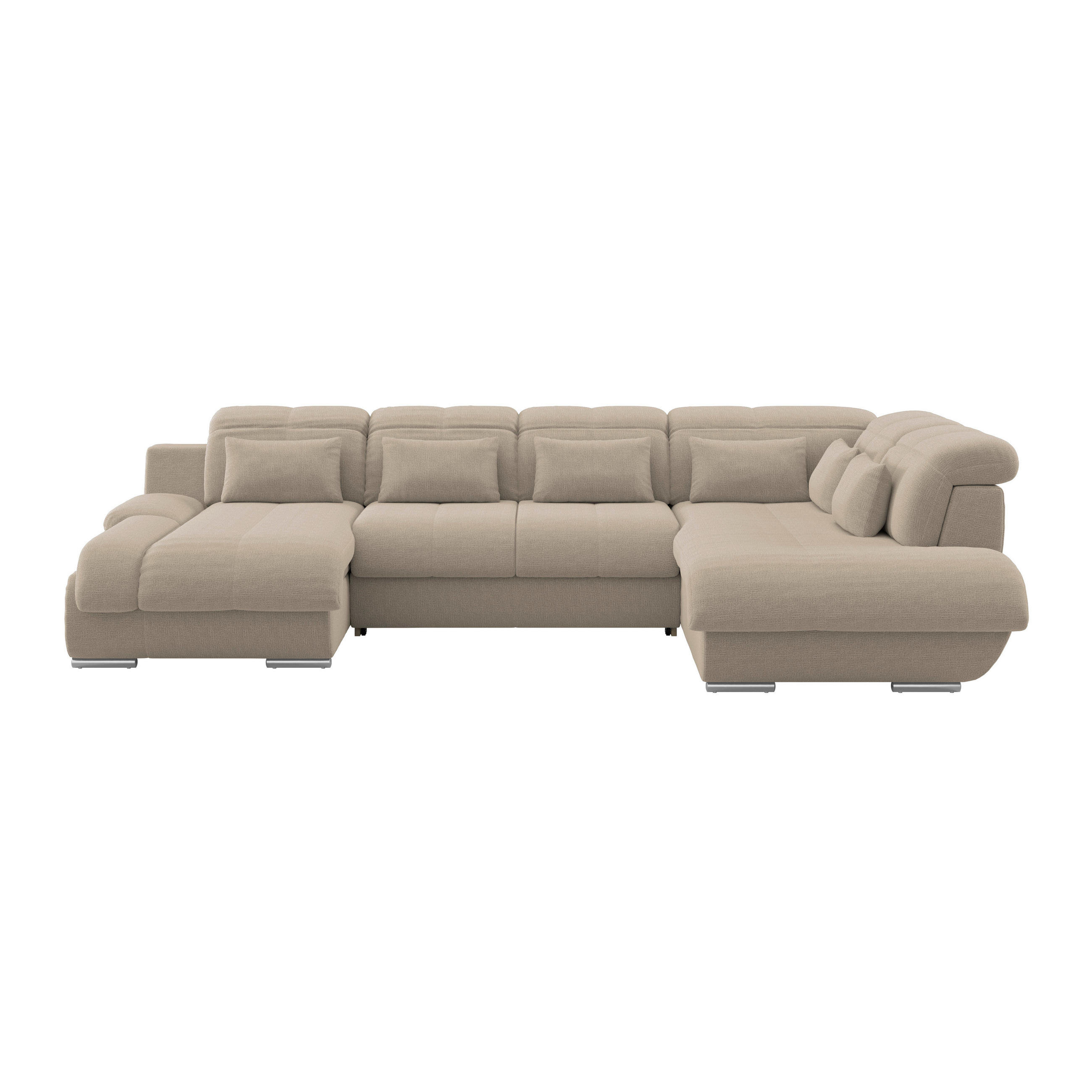 WOHNLANDSCHAFT  Chenille Braun  - Chromfarben/Braun, Modern, Textil/Metall (184/345/228cm) - Livetastic