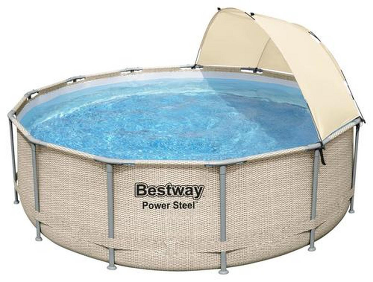 POOLSET 5614VGS 396/107 cm  - Beige/Weiß, Basics, Kunststoff/Metall (396/107cm) - Bestway