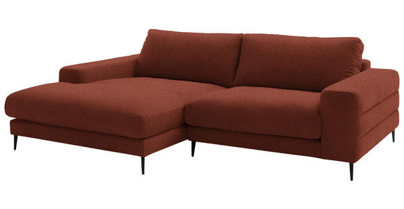 ECKSOFA  in Flachgewebe Rostfarben  177/253 cm  - Rostfarben/Schwarz, Design, Textil/Metall (177/253cm) - Dieter Knoll