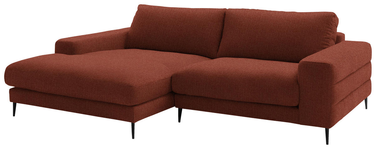 ECKSOFA in Flachgewebe Rostfarben  177/253 cm  - Rostfarben/Schwarz, Design, Textil/Metall (177/253cm) - Dieter Knoll
