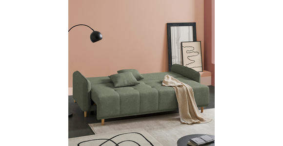 SCHLAFSOFA  in Chenille Grün  - Buchefarben/Grün, Design, Holz/Textil (217/97/101cm) - Carryhome