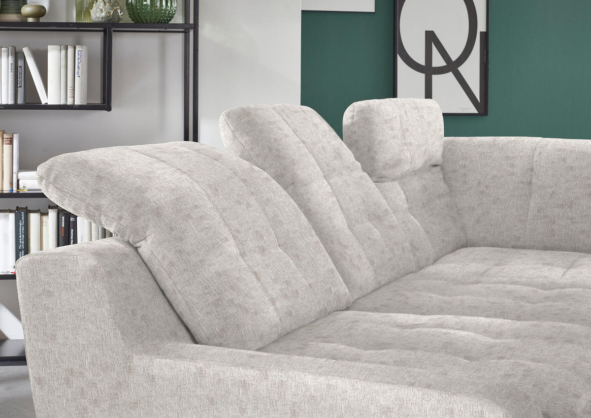 HÖRNSOFFA i chenille ecru  - svart/ecru, Klassisk, metall/textil (281/200cm) - MID.YOU