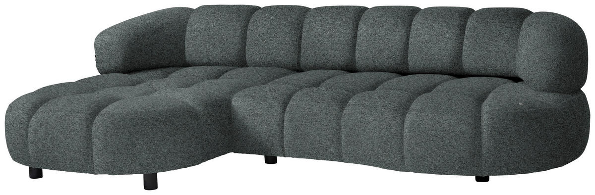 ECKSOFA Dunkelgrau Webstoff  - Dunkelgrau/Schwarz, Design, Holz/Textil (183/284cm) - Welnova