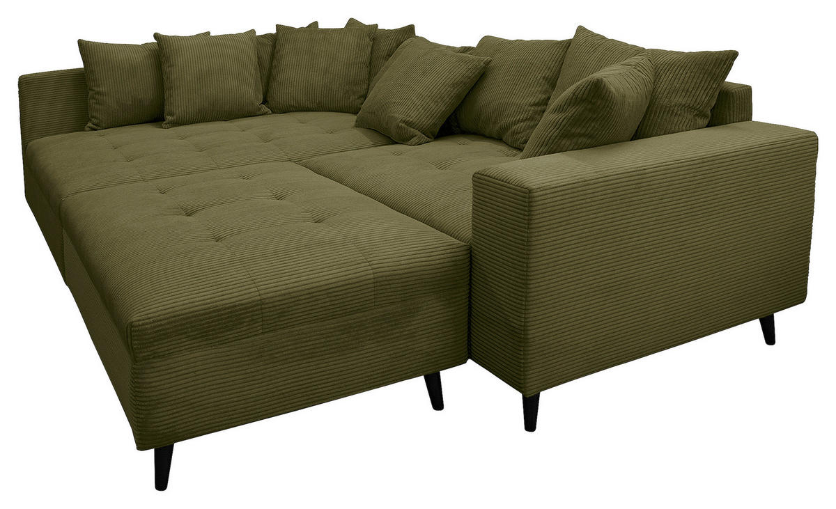 KUTNA GARNITURA tekstil  maslinasto zelena   - maslinasto zelena/crna, Design, tekstil/drvo (174/247cm) - MID.YOU