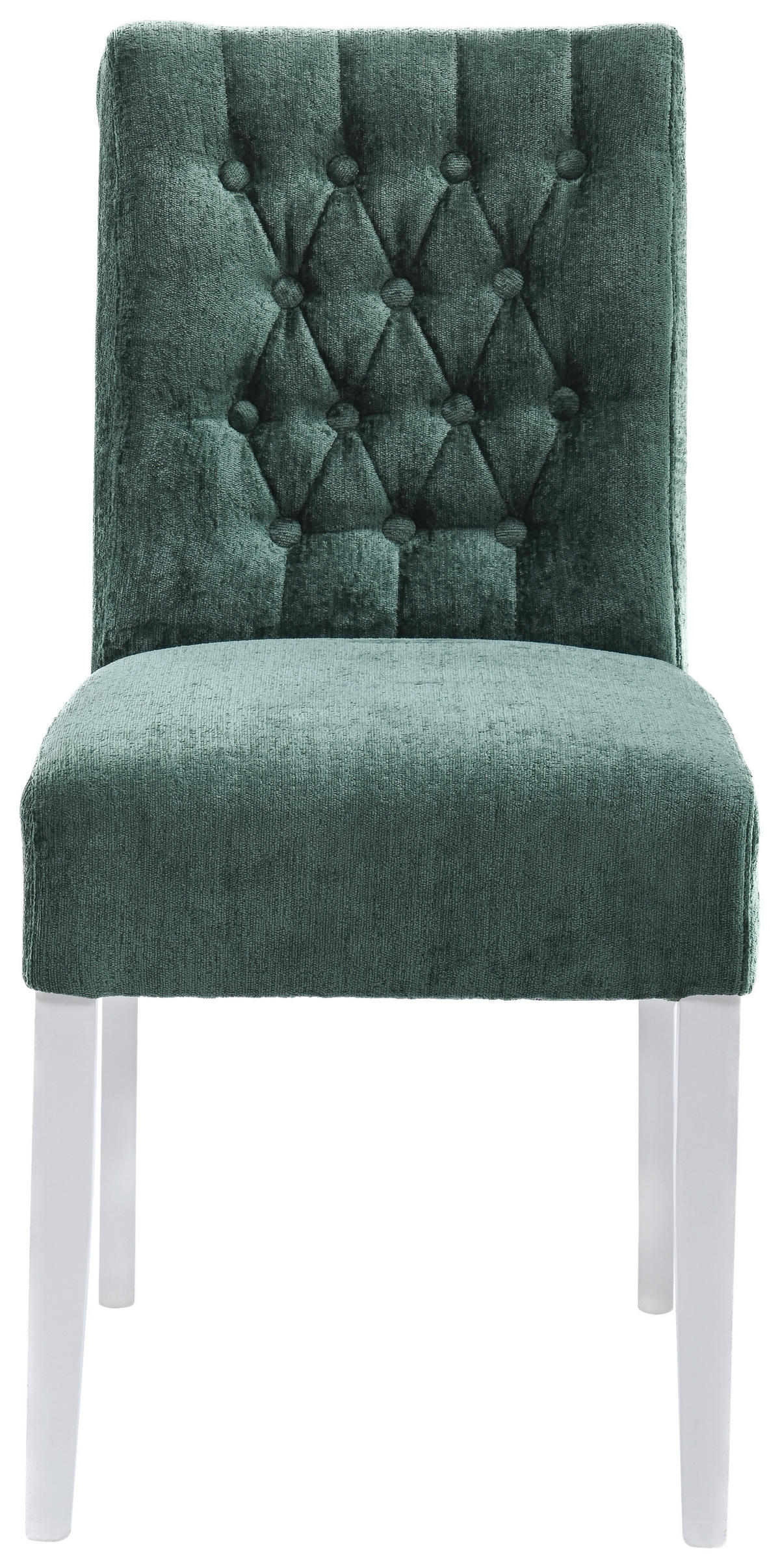 STUHL Chenille Grün Buche massiv  - Weiß/Grün, KONVENTIONELL, Holz/Textil (46,5/91/65cm) - Cantus