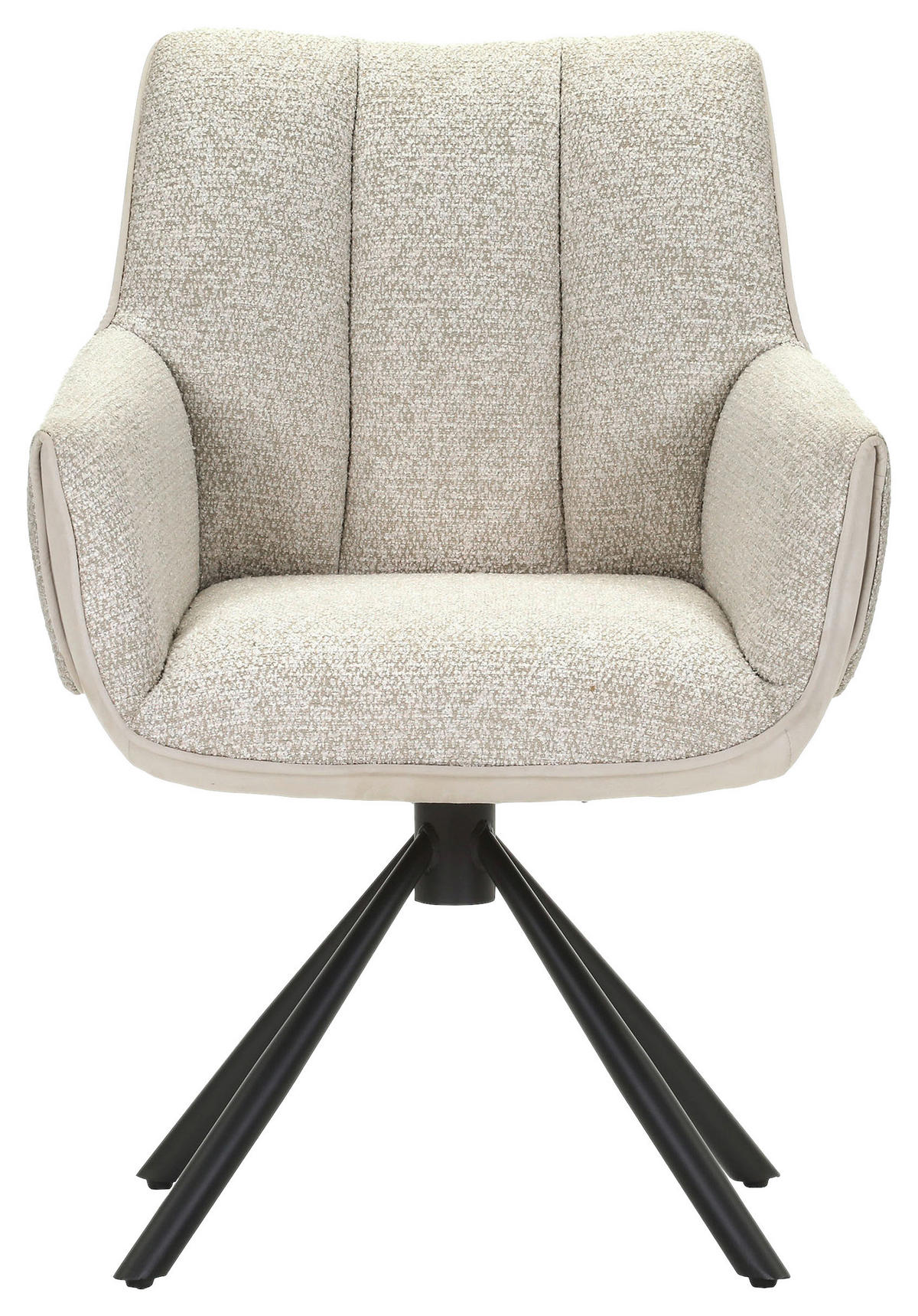 ARMLEHNSTUHL  Wippfunktion, Sitzfläche 360° drehbar, automatische Rückholfunktion Chenille, Mikrofaser  Beige  - Beige/Schwarz, Design, Textil/Metall (62/87/64cm) - Novel
