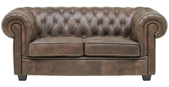 CHESTERFIELD-SOFA Dunkelbraun Echtleder  - Wengefarben/Dunkelbraun, LIFESTYLE, Leder/Holz (180/76,5/96cm) - Landscape