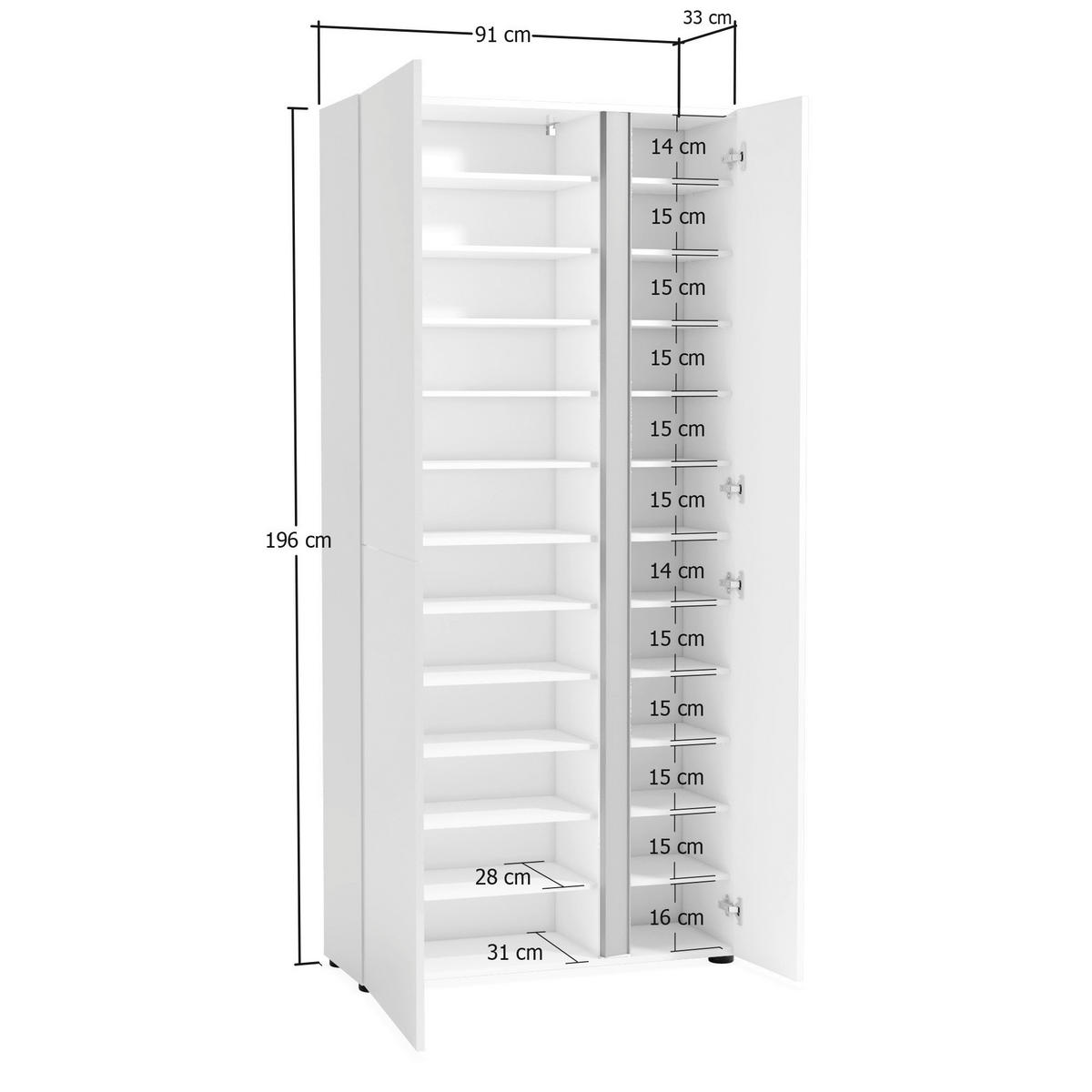 ORMAR GARDEROBNI  bijela  - bijela/crna, Design, drvni materijal/plastika (91/196/34cm) - Xora