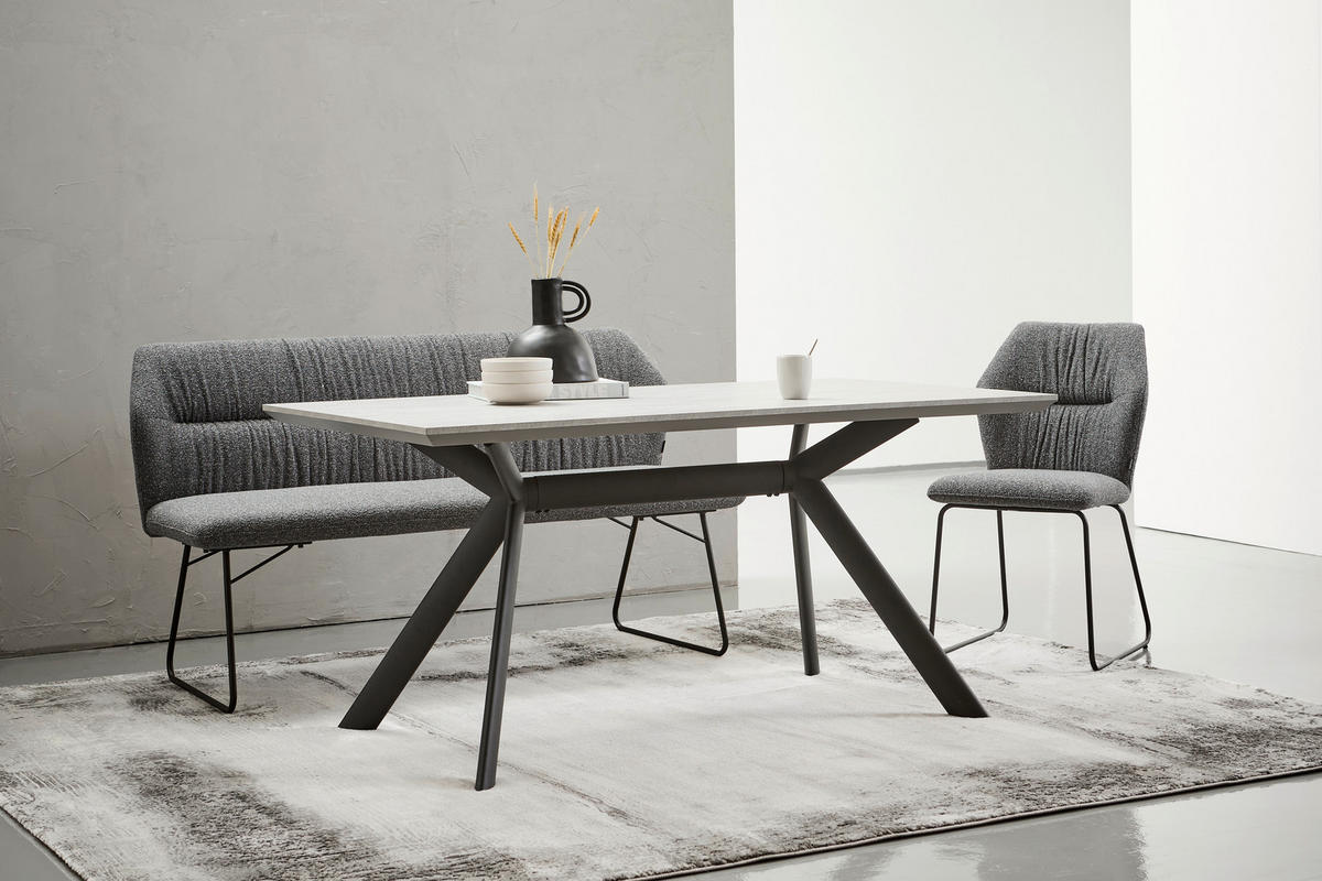 SITZBANK 156,5/87/62 cm Mikrofaser Grau  - Schwarz/Grau, Design, Textil/Metall (156,5/87/62cm) - Novel