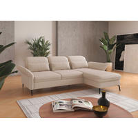 ECKSOFA in Flachgewebe Creme  - Creme/Schwarz, Konventionell, Textil/Metall (264/198cm) - Sit & More