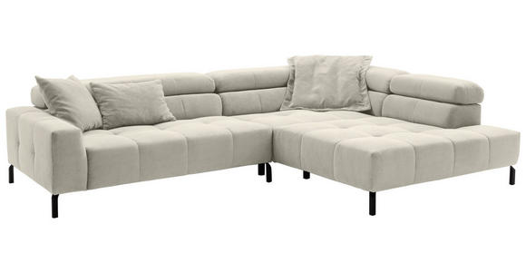 ECKSOFA Naturfarben Cord  - Schwarz/Naturfarben, KONVENTIONELL, Textil/Metall (311/219cm) - Hom`in