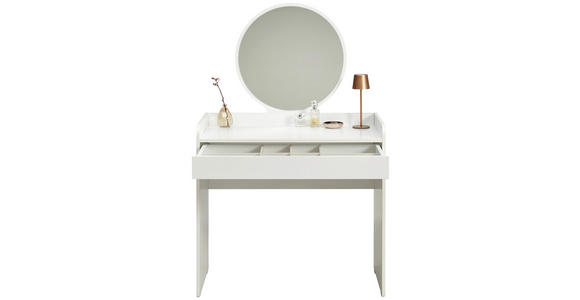 SCHMINKTISCH 90/47/142 cm, Weiß  - Weiß, Design, Glas/Holzwerkstoff (90/47/142cm) - Carryhome