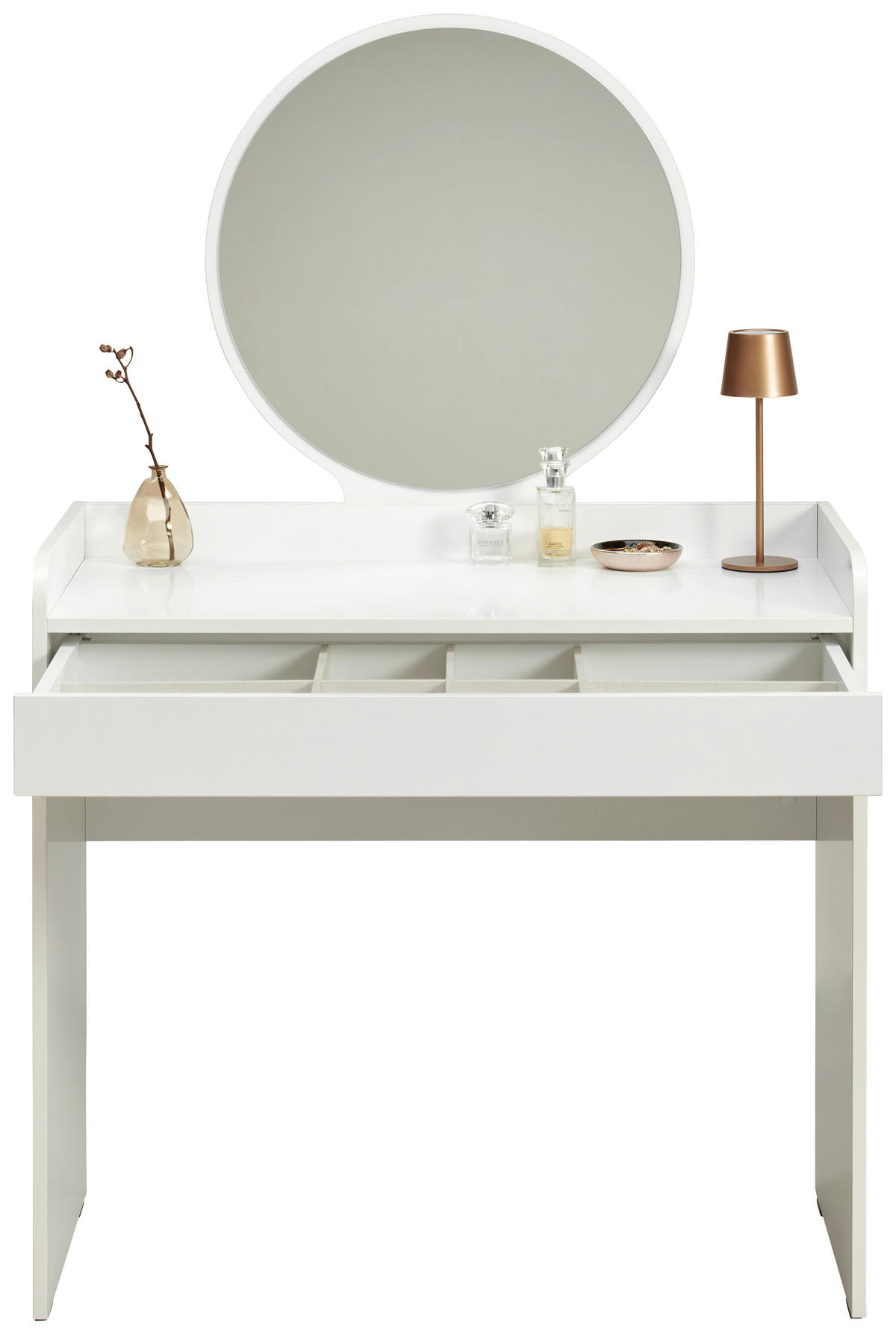 SCHMINKTISCH Weiss  - Weiss, Design, Glas/Holzwerkstoff (90/47/142cm) - Carryhome