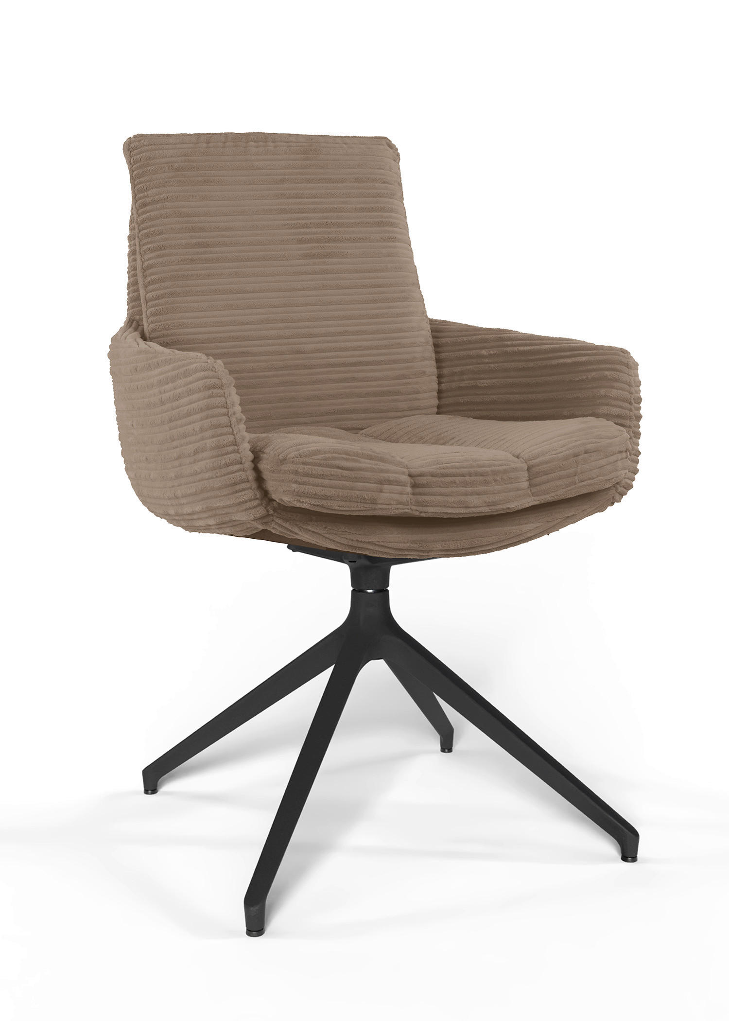 ARMLEHNSTUHL  Beinauswahl, Sitzfläche 360° drehbar, Stoff-/Lederauswahl gerippt  Braun  - Schwarz/Braun, Design, Textil/Metall (60/91/62cm) - Valdera