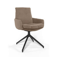 ARMLEHNSTUHL  Beinauswahl, Sitzfläche 360° drehbar, Stoff-/Lederauswahl gerippt  Braun  - Schwarz/Braun, Design, Textil/Metall (60/91/62cm) - Valdera