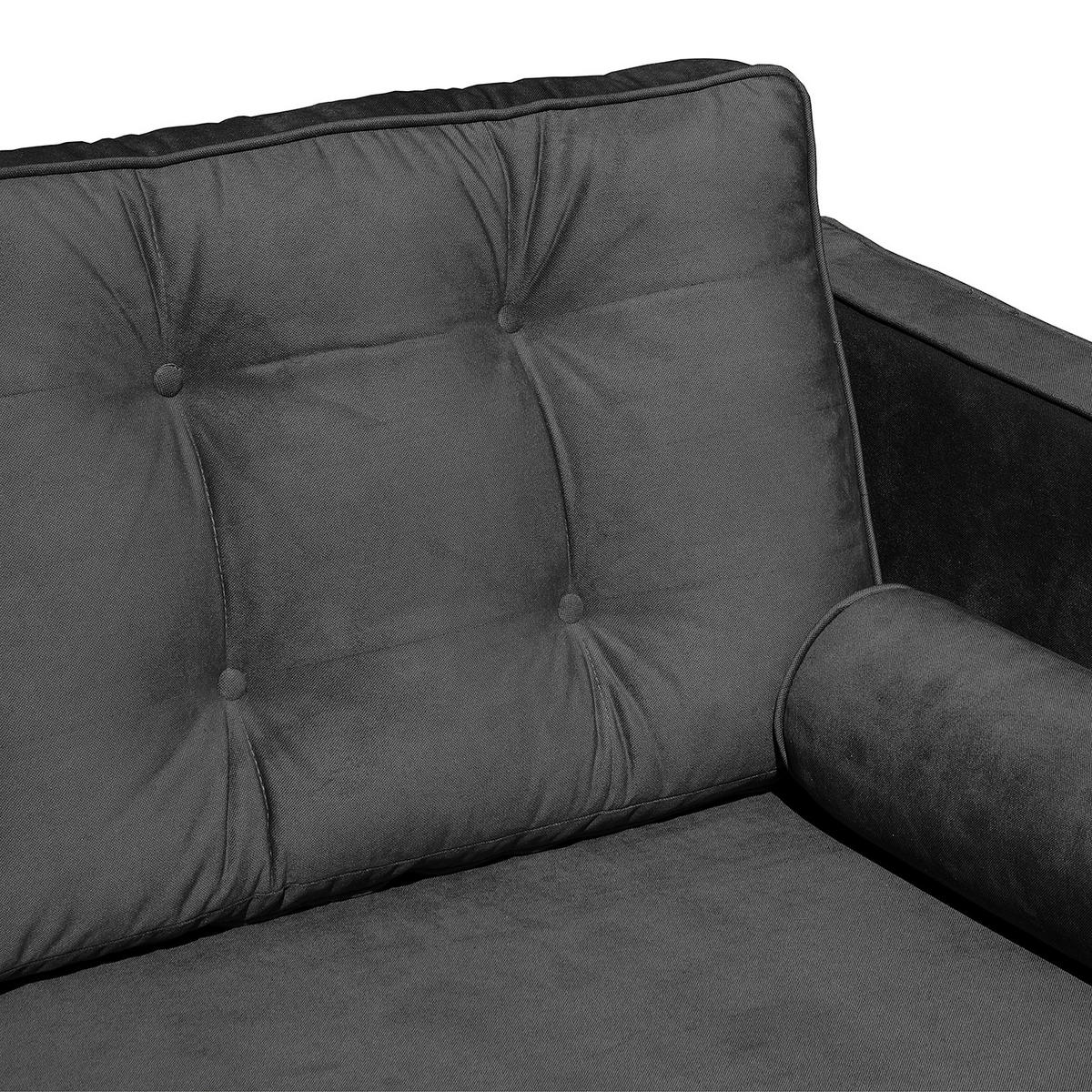 ECKSOFA Mikrofaser Schwarz  - Schwarz/Braun, Design, Holz/Textil (240/169cm) - P & B