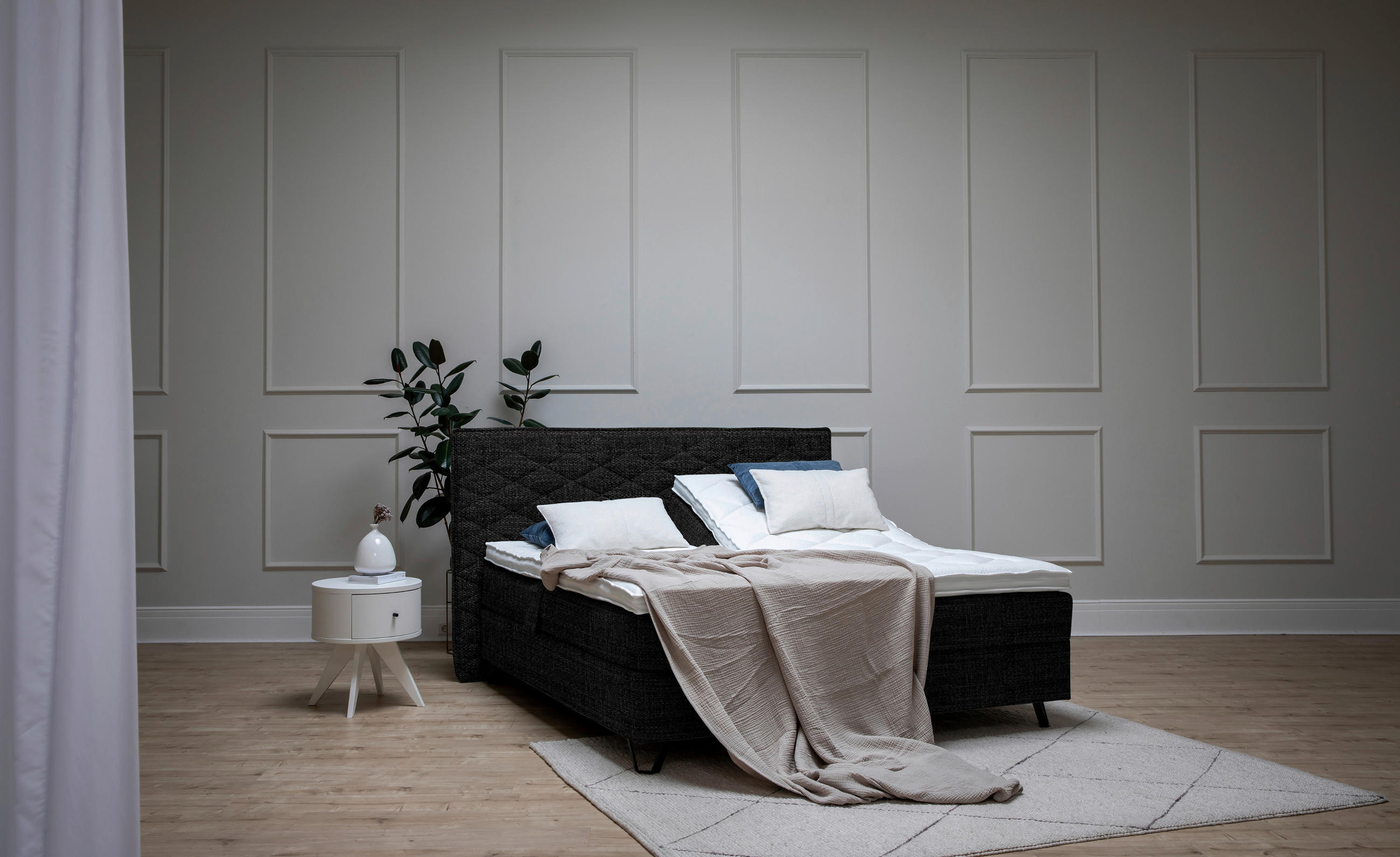 BOXSPRINGBETT 180/200 cm  in Schwarz  - Schwarz, Konventionell, Holz/Textil (180/200cm) - Sjöholm