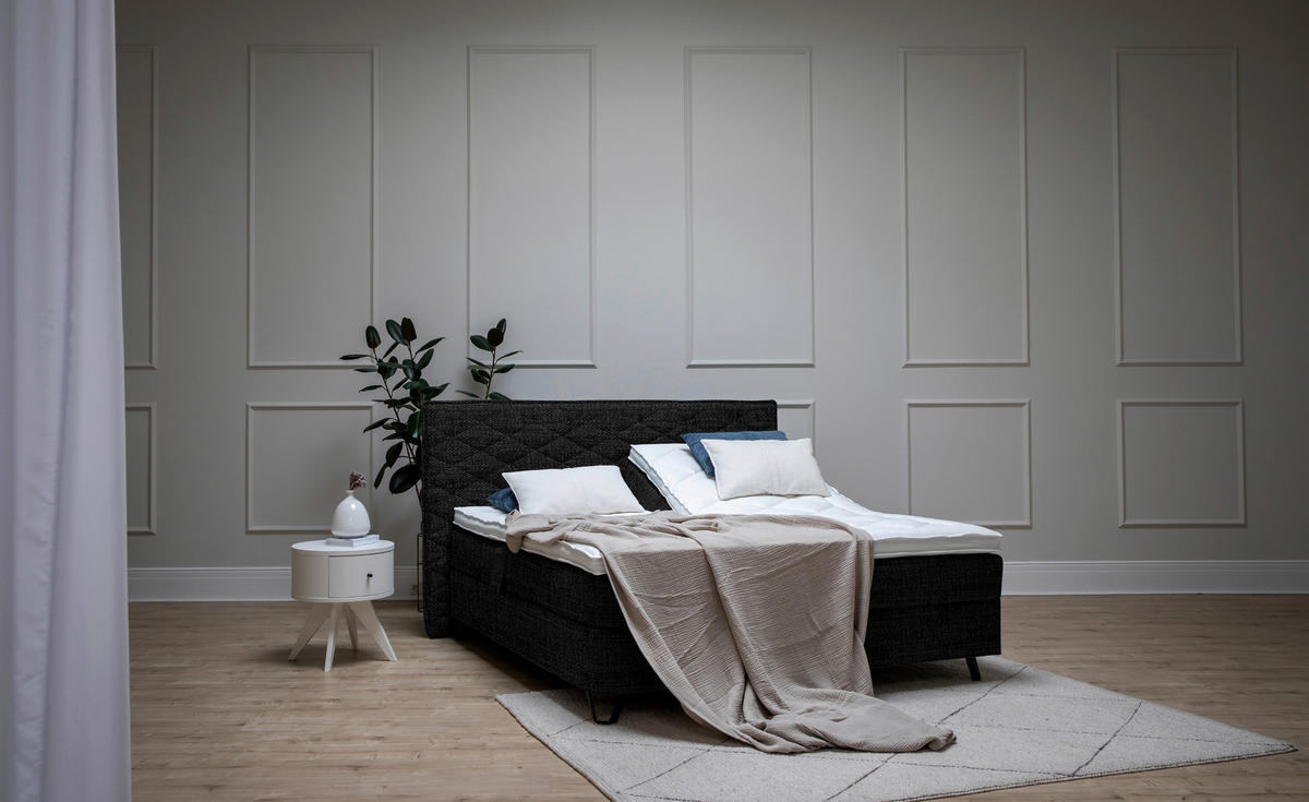 BOXSPRINGBETT 180/200 cm  in Schwarz  - Schwarz, Konventionell, Holz/Textil (180/200cm) - Sjöholm