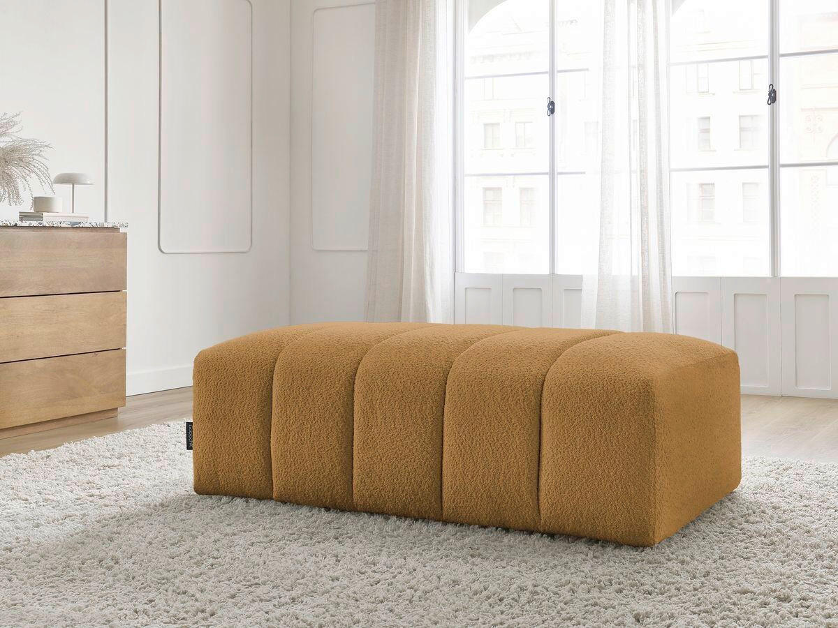 HOCKER ANNECY Bouclé Gelb  - Gelb/Schwarz, MODERN, Kunststoff/Textil (140/45/70cm)