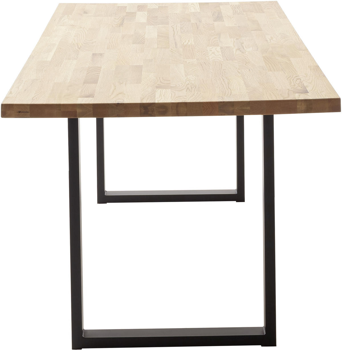 ESSTISCH Eiche massiv rechteckig Schwarz, Wildeiche  - Wildeiche/Schwarz, Natur, Holz/Metall (120/75/75cm) - Carryhome