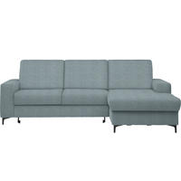 Ecksofa inkl. Funktionen Blaugrau Webstoff  - Blaugrau/Schwarz, KONVENTIONELL, Textil/Metall (247/167cm) - Stylife