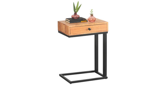 BEISTELLTISCH 45/30/63 cm Akazie Schwarz, Akaziefarben rechteckig  - Schwarz/Naturfarben, Trend, Holz/Metall (45/30/63cm) - Landscape