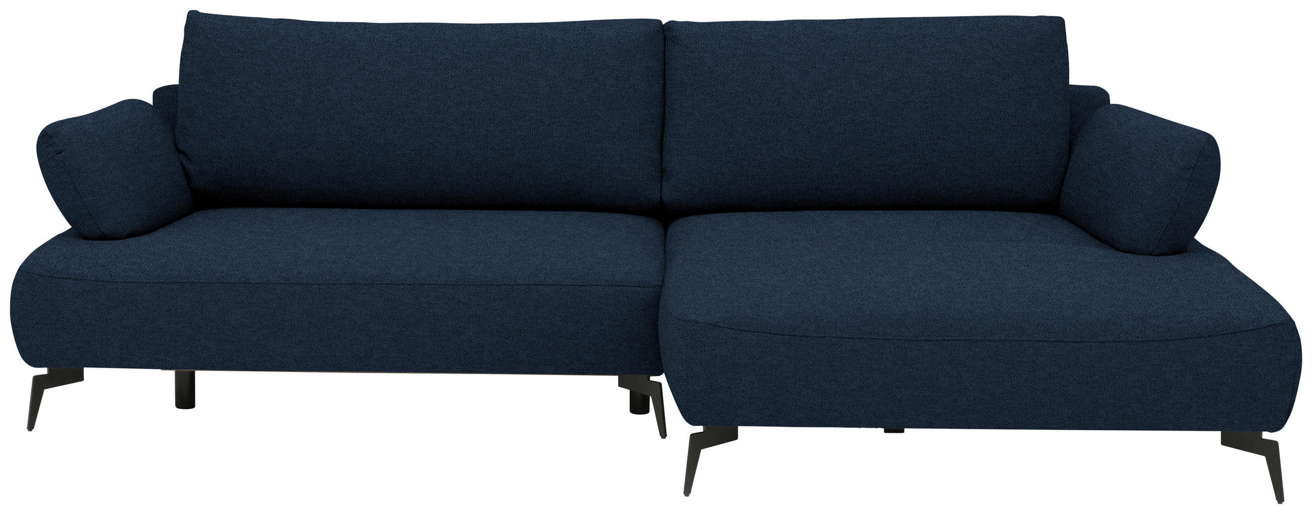 ECKSOFA COLORADO Dunkelblau Struktur Rückenkissen, Bettkasten  - Schwarz/Dunkelblau, Design, Textil/Metall (284/186cm) - MID.YOU