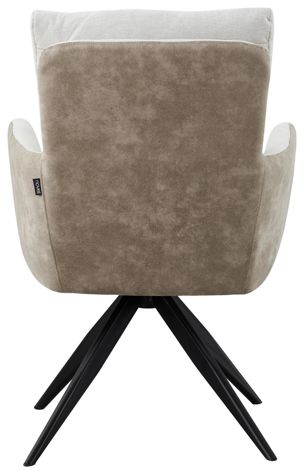 ARMLEHNSTUHL  Sitzfläche 360° drehbar, inklusive Armlehnen Webstoff, Leinenoptik  - Beige/Schwarz, Design, Textil/Metall (60/93/68cm) - Novel