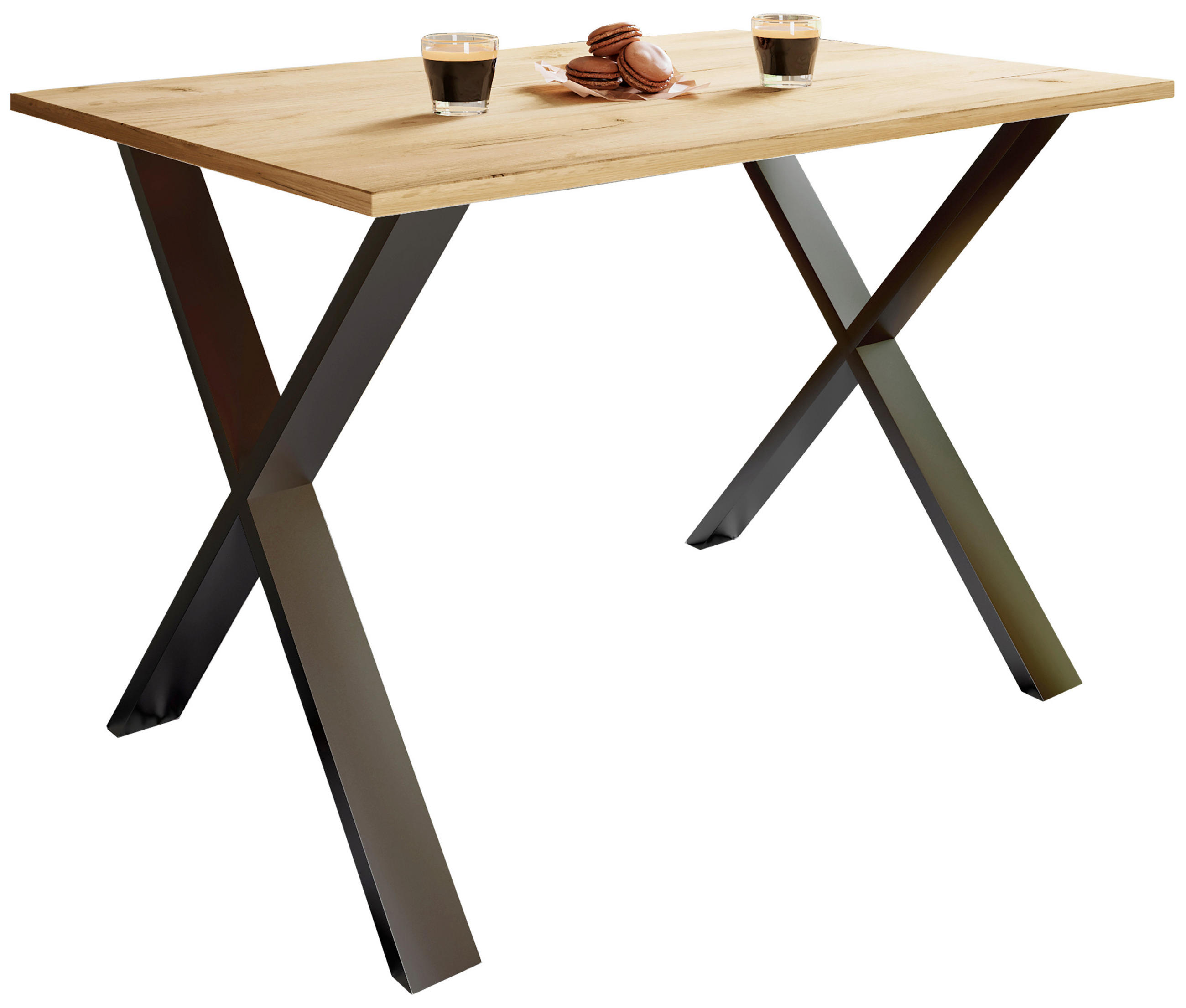 ESSTISCH rechteckig Schwarz, Honigeiche  - Honigeiche/Schwarz, Basics, Holzwerkstoff/Metall (80/50/76cm) - MID.YOU