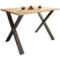 ESSTISCH rechteckig Schwarz, Honigeiche  - Honigeiche/Schwarz, Basics, Holzwerkstoff/Metall (110/50/76cm) - MID.YOU