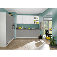 ECKKÜCHE 180/240 cm  in Weiß, Dunkelgrau  - Edelstahlfarben/Dunkelgrau, Design, Holzwerkstoff/Metall (180/240cm) - Xora