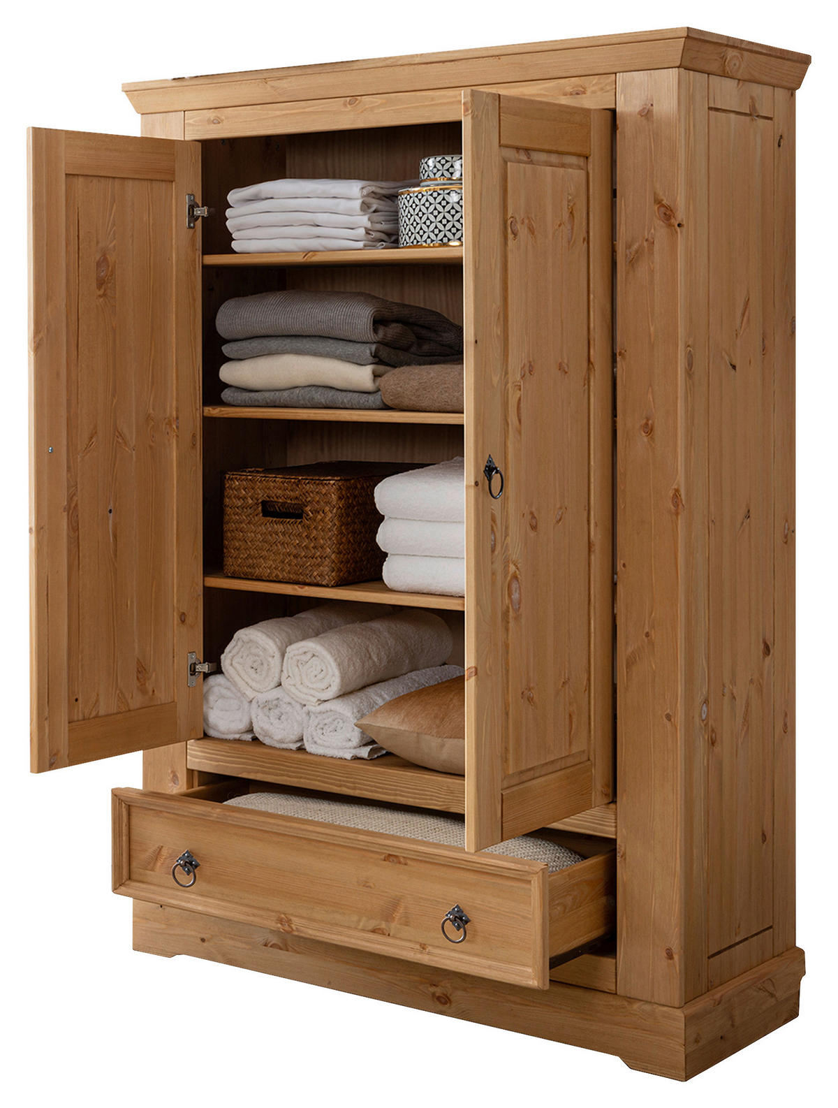 KLEIDERSCHRANK 106/150/42 cm,  in Eichefarben, 2-türig  - Eichefarben/Schwarz, KONVENTIONELL, Holz/Metall (106/150/42cm) - Livetastic