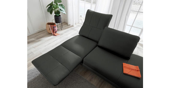 RÉCAMIERE in Echtleder Dunkelgrau - Chromfarben/Dunkelgrau, Design, Leder/Metall (209/85-109/95-16cm) - Dieter Knoll